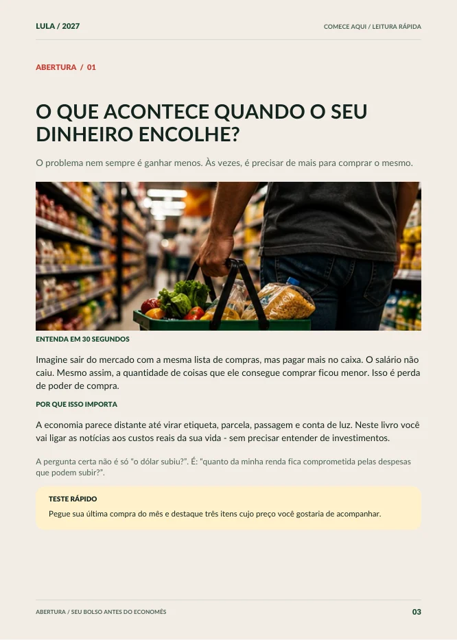 Página real do livro que explica como o dinheiro pode perder poder de compra
