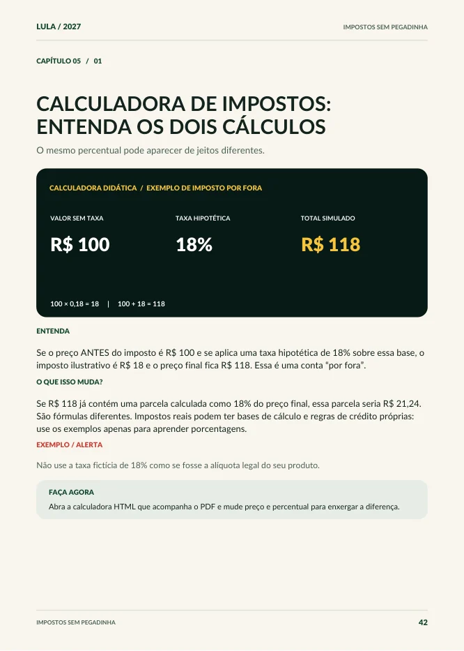 Prévia real de um capítulo do livro sobre impostos